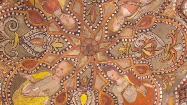 Dettaglio del soffitto intagliato della Cappella Palatina di Palermo, Sicilia