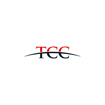 Initial letter TCC, overlapping movement swoosh horizon logo design inspiration in red and dark blue color vector