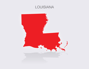 Naklejka premium State of Louisiana Map in the United States of America