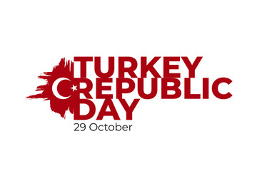 29 october Republic Day Turkey and the National Day in Turkey. Turkish holiday greeting card, poster, banner design template. Red calligraphy on white background. Vector illustration