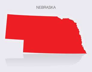 State of Nebraska Map in the United States of America