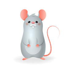 Cute little Rat - vector illustration cartoon style isolated on transparent background
