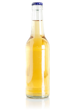 Lemon soda bottle yellow lemonade soft drink beverage isolated on white