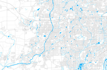 Rich detailed vector map of Aurora, Illinois, USA