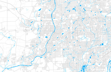 Rich detailed vector map of Aurora, Illinois, USA