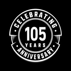 Celebrating 105th years anniversary logo design. One hundred and five years logotype. Vector and illustration.