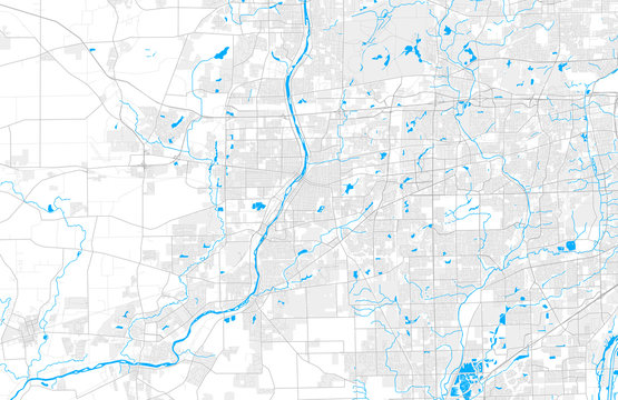 Rich detailed vector map of Aurora, Illinois, USA © netsign