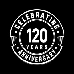 Celebrating 120th years anniversary logo design. One hundred and twenty years logotype. Vector and illustration.