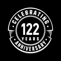 Celebrating 122nd years anniversary logo design. One hundred and twenty-two years logotype. Vector and illustration.