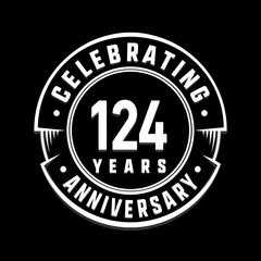 Celebrating 124th years anniversary logo design. One hundred and twenty-four years logotype. Vector and illustration.