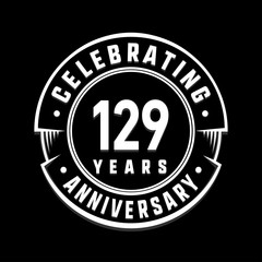 Celebrating 129th years anniversary logo design. One hundred and twenty-nine years logotype. Vector and illustration.