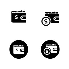 Set of wallet icon with black and white color