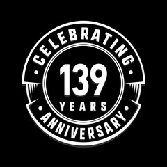 Celebrating 139th years anniversary logo design. One hundred and thirty-nine years logotype. Vector and illustration.