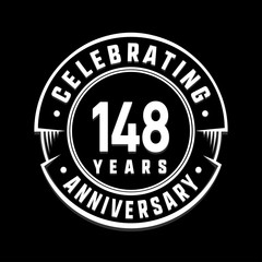Celebrating 148th years anniversary logo design. One hundred and forty-eight years logotype. Vector and illustration.