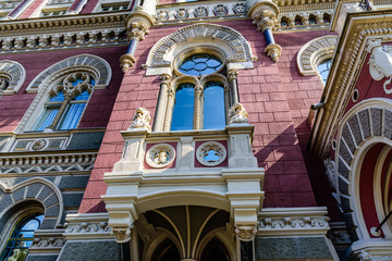 Building of the national bank of Ukraine. Closeup of some architectural elements