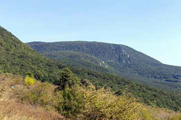 Fototapeta na wymiar The Pilis mountains at Kesztolc on a summer day.