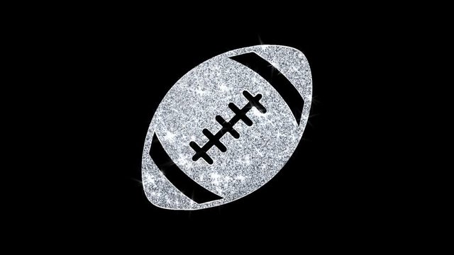 American Football Icon Sparkling Shining White Blinking Particles Diamond Glitter Loop Light 4K Animation Alpha Channel.