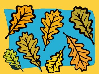 modern autumn oak leaf design in bold colors