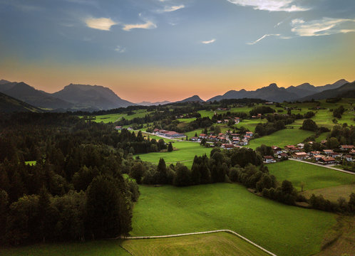 Reit im Winkl at sunset, Bavaria, Germany
