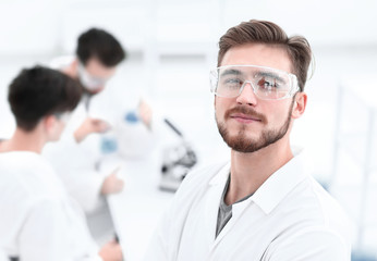 Fototapeta premium closeup.successful scientist on a light background