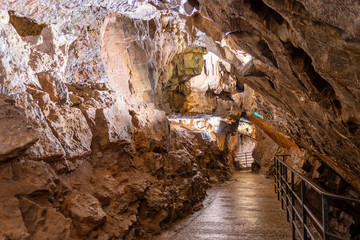 Footpath running through Gough's cave in Cheddar.
