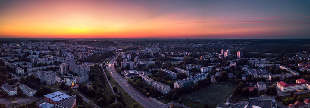 Cityscape at sunset, Alytus, Lithuania