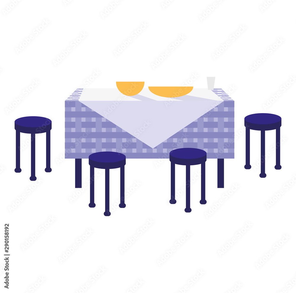 Poster dinner table inside home design vector illustration