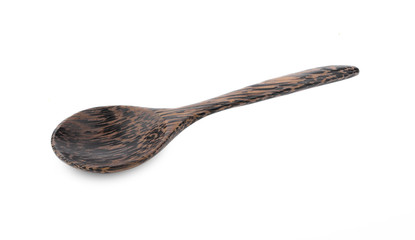 Empty Wood spoon on white background