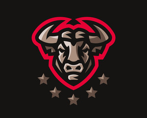 Bull modern logo. Taurus template design emblem for a sport and eSport team.