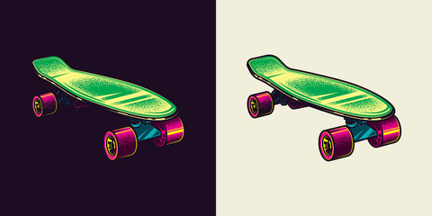 Original vector illustration of a skateboard in retro style © artmarsa