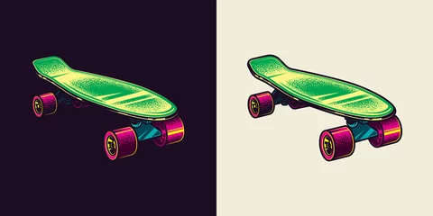 Tuinposter Original vector illustration of a skateboard in retro style © artmarsa