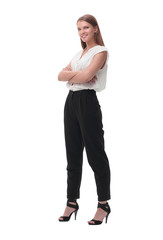 in full growth. portrait of a serious young business woman