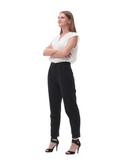 in full growth. portrait of a serious young business woman