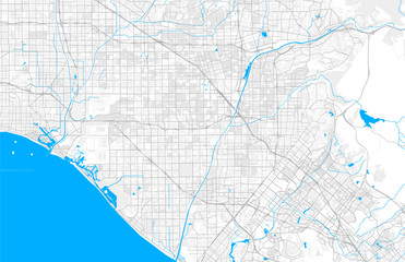 Rich detailed vector map of Garden Grove, California, USA