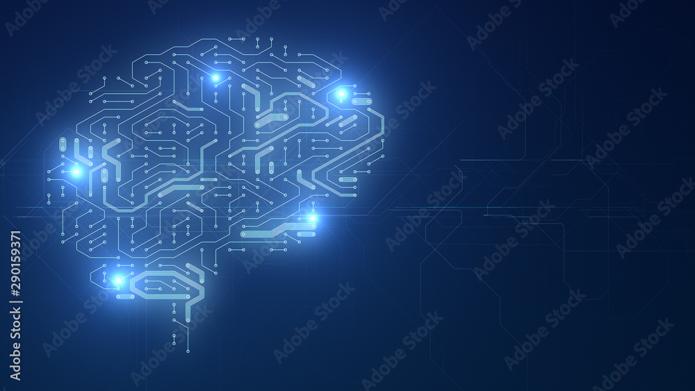 Wall mural ai brain neural network circuit board big data concept