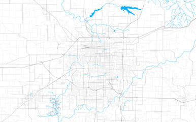 Rich detailed vector map of Springfield, Missouri, USA - obrazy, fototapety, plakaty