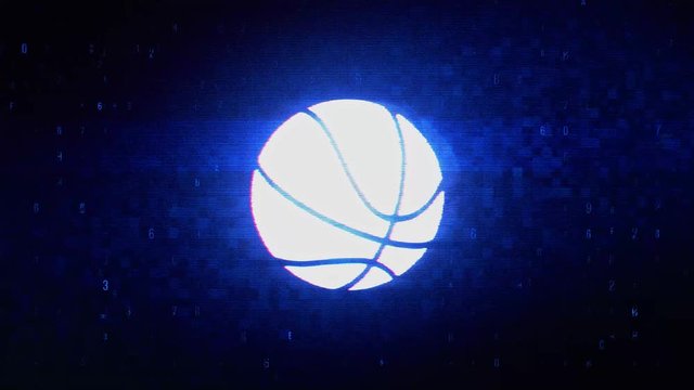 Basketball Ball Symbol Abstract Digital Pixel Noise Glitch Error Video Damage Signal Loop 4K Animation.
