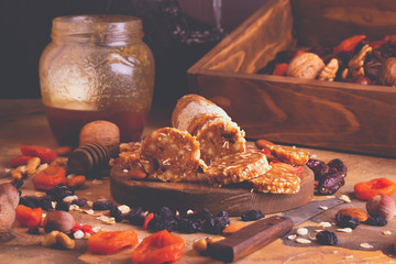 healthy homemade sweets from dried fruits, nuts and honey