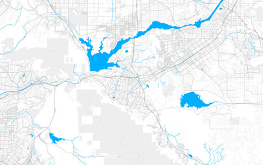 Rich detailed vector map of Corona, California, USA