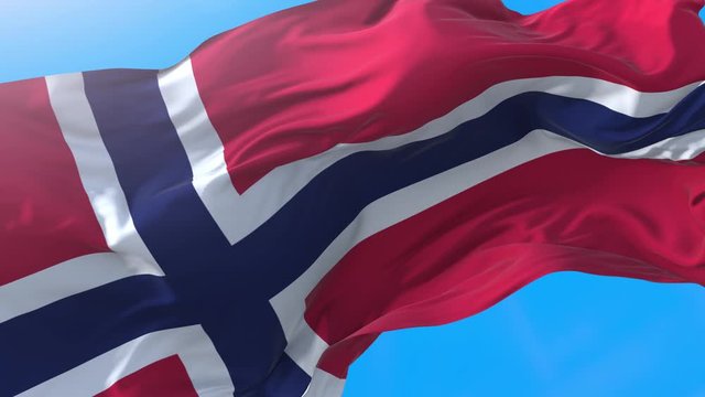 Norway waving flag. Norwegian  background 4k.
