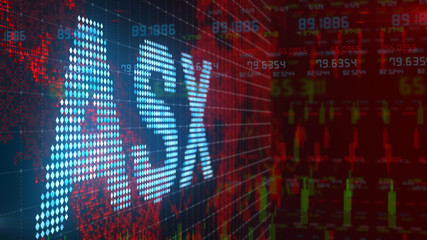ASX also known as Australian Securities Exchange stock market index chart - Conceptual 3D render