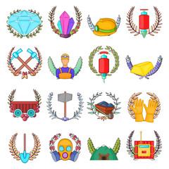Best mining icons set. Cartoon set of 16 best mining vector icons for web isolated on white background