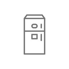 Fridge with ice maker machine line icon.