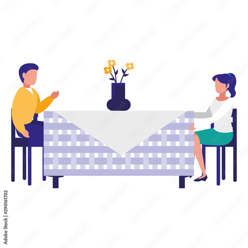 Sticker dinner table inside home design vector illustration