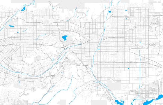 Rich detailed vector map of Pomona, California, USA