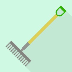 Garden rake icon. Flat illustration of garden rake vector icon for web design