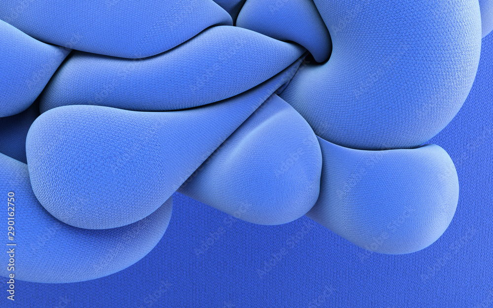 Fototapete 3d abstract shapes rendering illustration. blue compressed abstraction. trendy computer graphics wit
