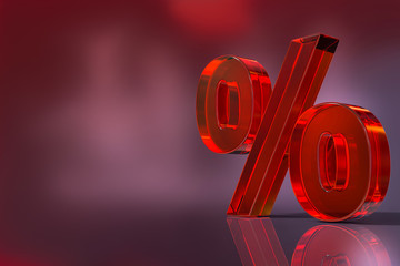 Percentage 3d banner. 3d Rendering - illustration