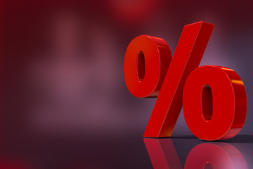 Percentage 3d banner. 3d Rendering - illustration