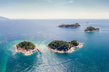 Scenery of Lipe island with archipelago in tropical sea on summer